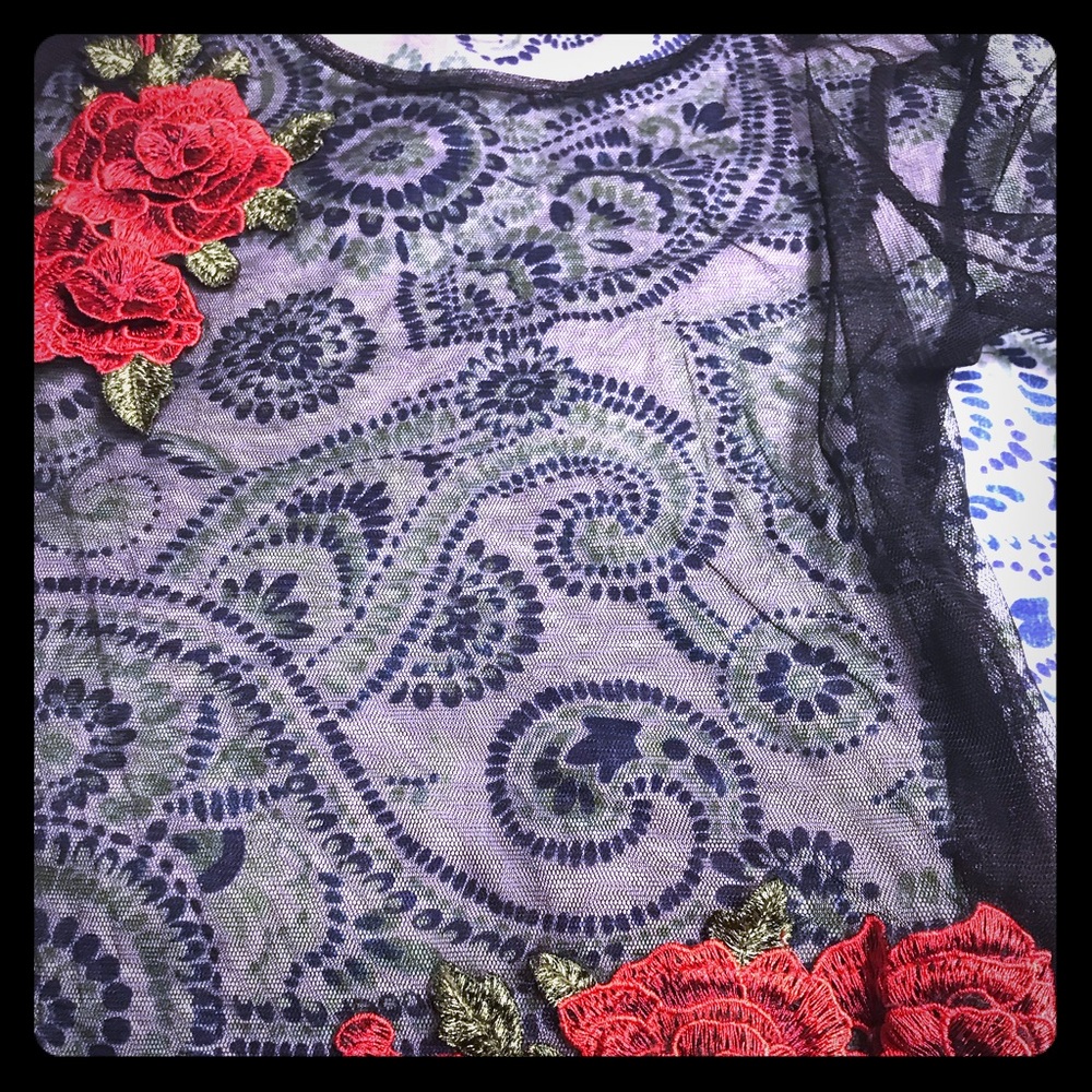 Sheer Rose Shirt Goes Great With A Bralette